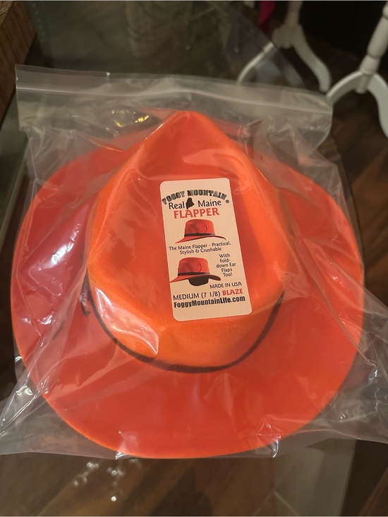 Foggy mountain Other - Foggy Mountain Maine Blaze Orange Western Cowboy Hunting Flapper Hat 100% Wool M
